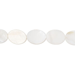 Mother-of-pearl shell 1pkg1, flat oval bead 15 inch 11x8mm-12x9mm