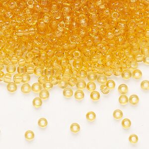Seed bead, Preciosa Ornela Czech glass, pkg/500g, #8 rocaille, transparent light topaz, (10020).