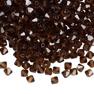 Bead 720pk smoked topaz, Preciosa Czech crystal 4mm bicone