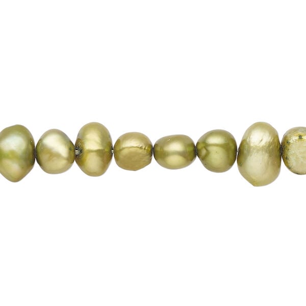 Freshwater pearl 1pkg1, flat-sided potato, 15 inch olive green 6-9mm cultured image number 0