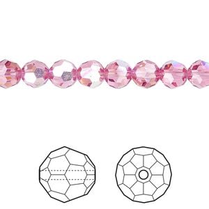Bead 12pk rose AB, Crystal Passions&reg; 6mm round 5000