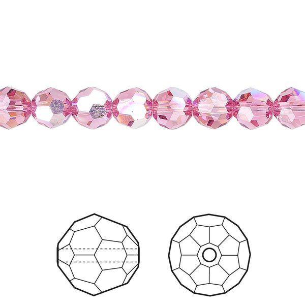 Bead 12pk rose AB, Crystal Passions&reg; 6mm round 5000 image number 0