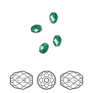 Bead 4pk majestic green, Crystal Passions&reg; 5x4mm olive briolette 5044