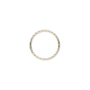Jump ring 1pkg100 gold-plated, 15mm twisted round, 20 gauge / 13.6mm inside diameter / brass