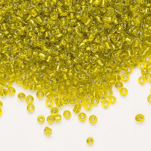 Seed bead, Ming Tree&trade;, glass, pkg/1 pound, #11 round, transparent silver-lined yellow.