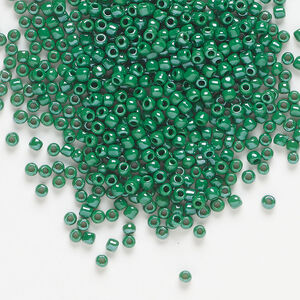 Seed bead, Dyna-Mites&trade;, glass, 1pkg40g, #11 round, opaque luster pine green (774L 11/0 RR)