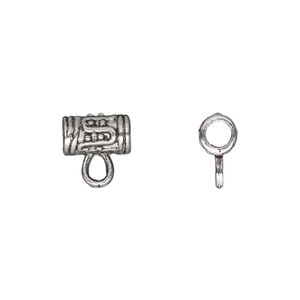 Bead 1pkg20 silver-plated "pewter", 10x6mm tube, antique
