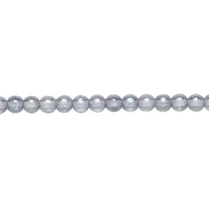 Bead, Czech glass druk, translucent blue luster, 4mm round. Sold per 15-1/2" to 16" strand.