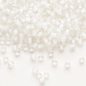 Seed bead, Dyna-Mites&trade;, glass 1pkg40g, #8 round, transparent inside dyed color white (218 8/0 RR)