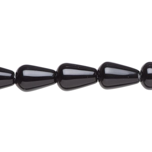 Black onyx 1pkg1, teardrop bead 15.5-16 inch 12x8mm image number 0