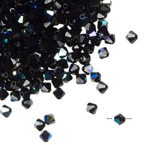 Bead 720pk jet AB, Preciosa Czech crystal 4mm bicone