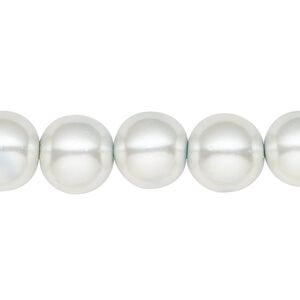 Hemalyke&trade; 1pkg1, pearlescent silver, magnetic round bead 15.5-16 inch 12mm