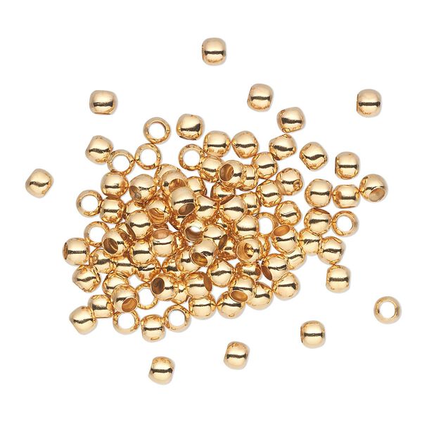 Bead 1pkg100 gold-plated, 3mm micro round, brass image number 0