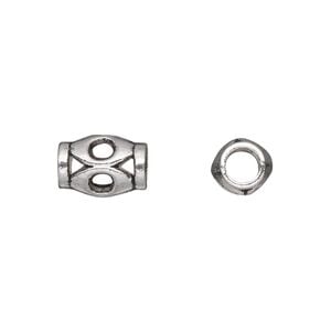 Bead 1pkg20 silver-plated "pewter", 12x8mm tube / round cutouts, antique Dione&reg;