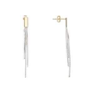 Earstud, Create Compliments&reg;, "vermeil" and sterling silver, 48mm rectangle with dangle. Sold per pair.