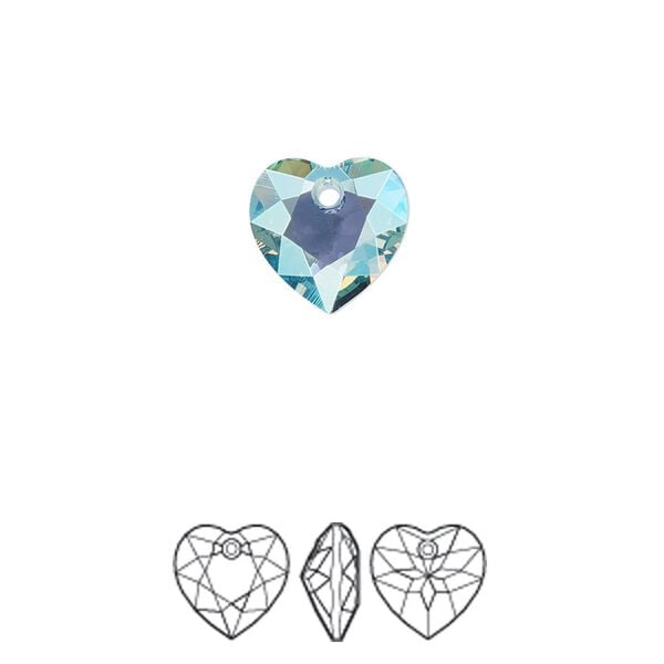 Drop 48pk aquamarine shimmer, Swarovski&reg; 10.5mm pendant heart cut 6432 image number 0
