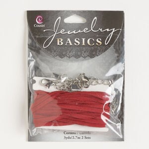 Cord and findings 1pkg3, faux suede and antique silver-finished steel, 3mm flat with 9x6mm lobster claw clasps.
