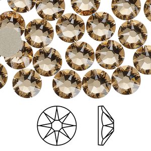 Flat back 12pk light Colorado topaz foil back, Crystal Passions&reg; 8.412-8.672mm rose round SS40 2088