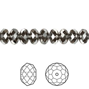 Bead 144pk crystal silver night, Crystal Passions&reg; 8x6mm rondelle 5040