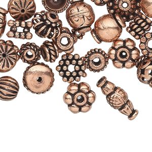 Bead cap mix 1pkg100 copper, 4x1mm-11x5mm mixed shape, antiqued