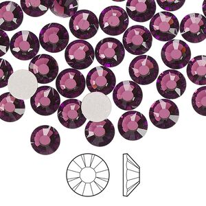 Flat back 288pk amethyst foil back, Preciosa MAXIMA Czech crystal hotfix rhinestone 6.3-6.5mm chaton rose round SS30