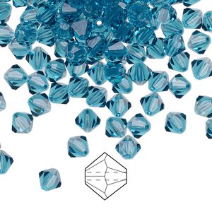 Bead 144pk indicolite, Preciosa Czech crystal 5mm bicone