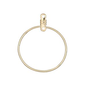 Beading hoop, gold-plated steel, 26mm round with closed loop. Sold per pkg of 10.