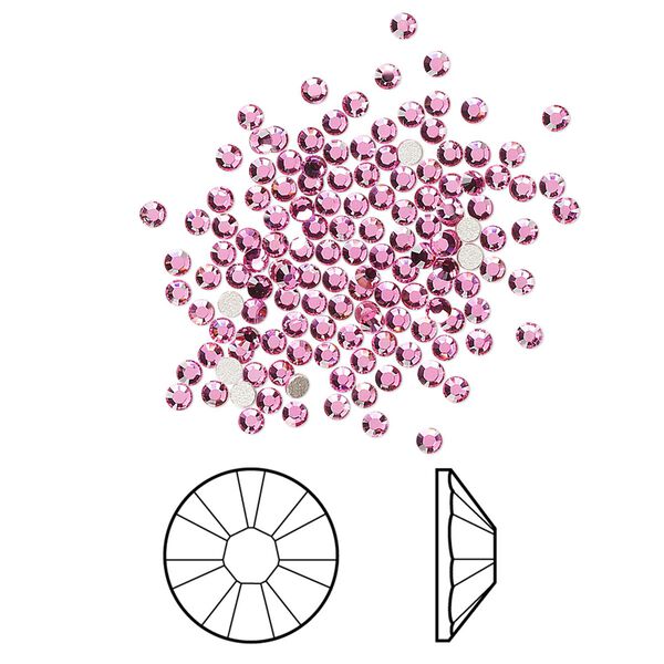 Flat back 144pk rose foil back, Crystal Passions&reg; 1.7-1.9mm rose round SS5 2058 image number 0