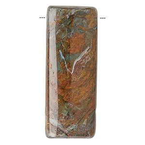 Green "opal" 1pkg1, puffed flat rectangle focal natural 50.5x20mm