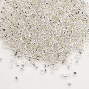 Seed bead, Delica&reg;, glass, pkg/50g, #11 round, transparent silver-lined crystal clear (DB-0041).