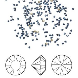 Chaton 12pk dark sapphire foil back, Crystal Passions&reg; Regenerated 1.3-1.35mm round PP6 1028