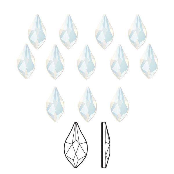 Flat back 288pk white opal foil back, Swarovski&reg; 7.5x4mm flame 2205 image number 0