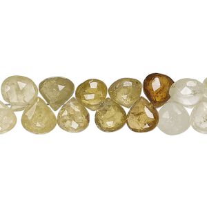Grossularite garnet 1pkg1, hand-cut top-drilled faceted puffed teardrop bead natural 8 inch 7x6mm-8x8mm