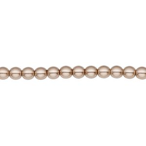 Bead, Czech pearl-coated glass druk, opaque light brown, 4mm round. Sold per 15-1/2" to 16" strand.