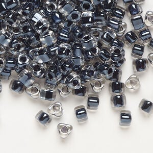 Seed bead, Miyuki 1pkg10g, glass, #5 triangle, transparent black inside dyed color clear (TR-1106)