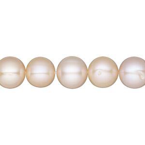 Pearl, White Lotus&trade;, cultured freshwater, mauve and peach, 9-9.5mm semi-round, B grade, Mohs hardness 2-1/2 to 4. Sold per 15-1/2" to 16" strand.