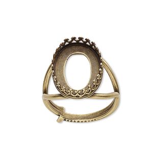Ring, JBB Findings, antiqued brass, 20x14.5mm oval with 18x13mm oval bezel setting, adjustable from size 6-8. Sold individually.