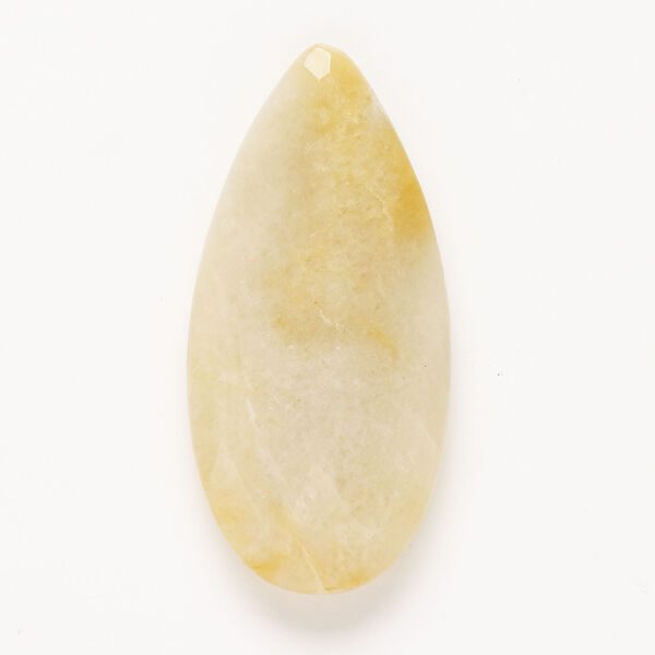 Golden "jade" (quartz) 1pkg1, undrilled faceted puffed teardrop focal natural, 3x1.5 inch image number 0