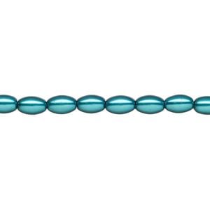 Pearl 1pk teal, Celestial Crystal&reg; 6x4mm rice 15.5-16 inch