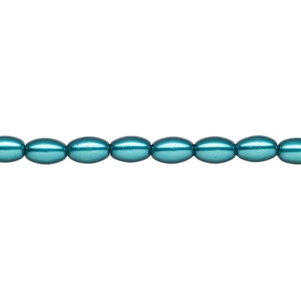 Pearl 1pk teal, Celestial Crystal&reg; 6x4mm rice 15.5-16 inch image number 0