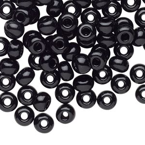 Seed bead, Preciosa Ornela Czech glass, pkg/50g, #2 rocaille, opaque black, (23980).