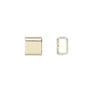 Crimp 1pkg20 gold-finished, 4mm flat rectangle / 3x1.5mm inside diameter, brass