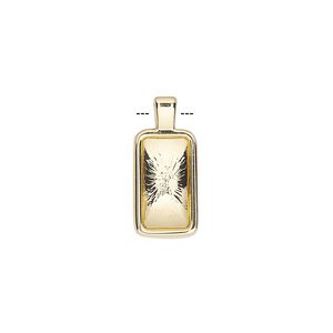 Drop, Almost Instant Jewelry&reg;, gold-finished "pewter" (zinc-based alloy), 19x8.5mm with 12x6mm non-calibrated rectangle setting. Sold individually.