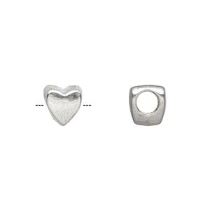 Bead 1pkg20 silver-plated "pewter", 8mm heart / 2sided, antique