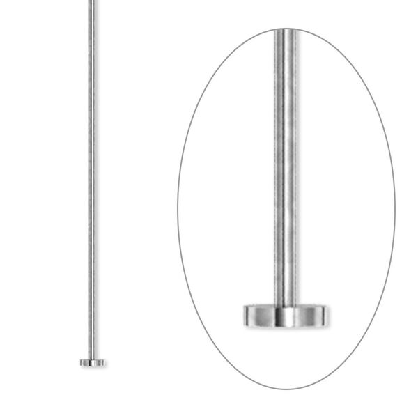 Head pin 1pkg20 silver-plated, 2 inch / 2.5mm head, 21 gauge brass image number 0