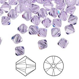 Bead 144pk violet, Crystal Passions&reg; 6mm bicone 5328