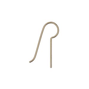 Ear wire, antique brass-plated niobium, 22.5mm fishhook with 14mm shank, 20 gauge. Sold per pkg of 25 pairs.