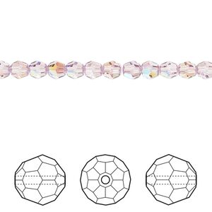 Bead 144pk light amethyst shimmer, Crystal Passions&reg; 4mm round 5000