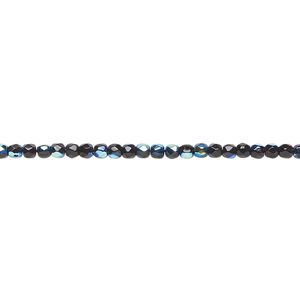 Bead, Czech fire-polished glass, opaque jet AB, 2mm faceted round. Sold per pkg of 1,200 (1 mass).