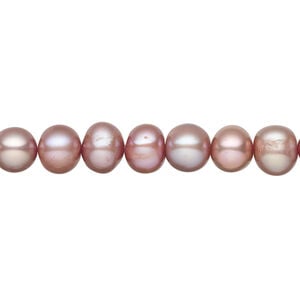 Freshwater pearl 1pkg1, semi-round, 15 inch dusty rose 7-8mm cultured